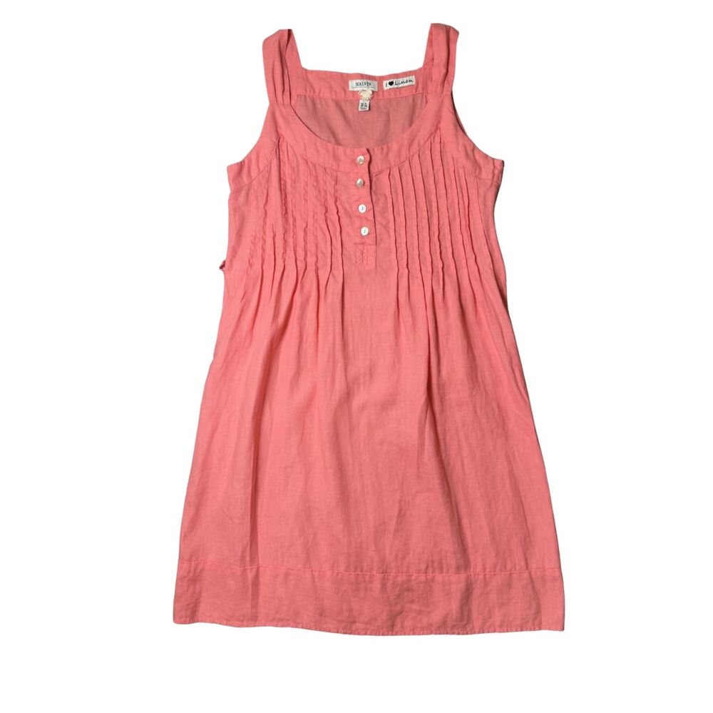Malvin Linen Pink Tank Sundress Size L/10 Cottage